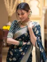 Teal Blue Banarasi Soft Georgette Silk Saree