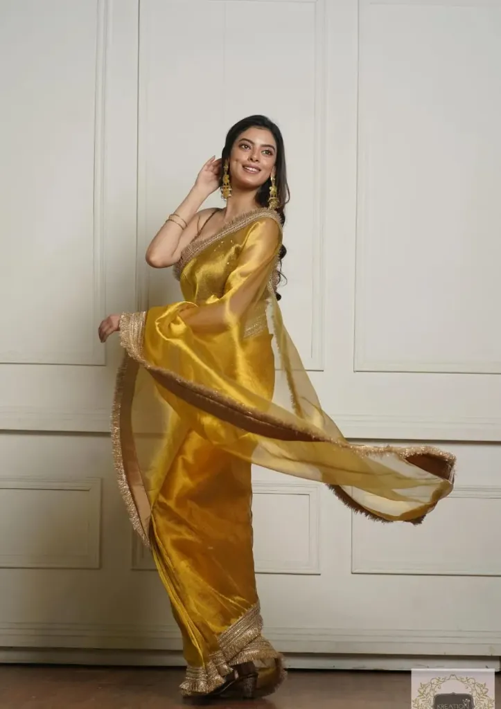 Yellow Banarasi Tissue Silk Saree