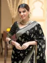 Black Banarasi Soft Georgette Silk Saree