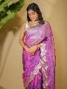 Purple Handwork Banarasi Tissue Saree