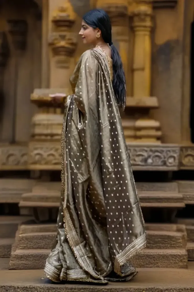 Olive Green Tissue Silk Saree